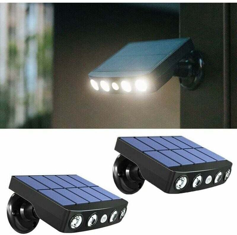 Thumbnail - 2 Solar-Sicherheitswandleuchten für den Außenbereich mit PIR-Bewegungssensor, IP65 wasserdicht, um 360 Grad drehbare Str...
