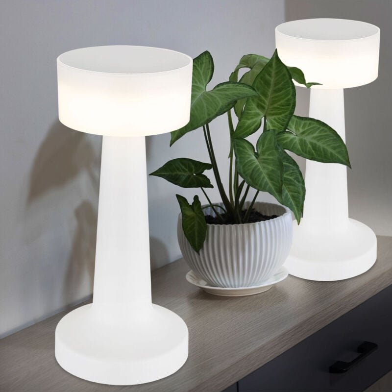 Tischleuchte Schreibtischlampe Tischlampe Leseleuchte Wohnzimmerlampe, Kunststoff weiß, Akku usb dimmbar cct, 1x led 1W ...
