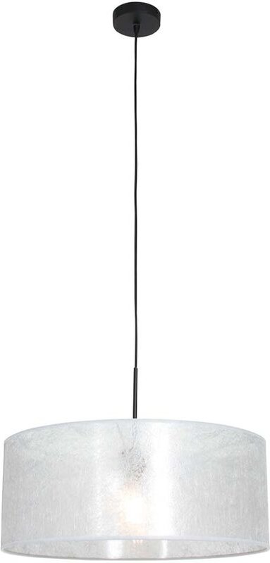 Steinhauer - Sienna Sparkled Light Zylindrische Pendel-Deckenleuchte Mattschwarz, Silberschirm