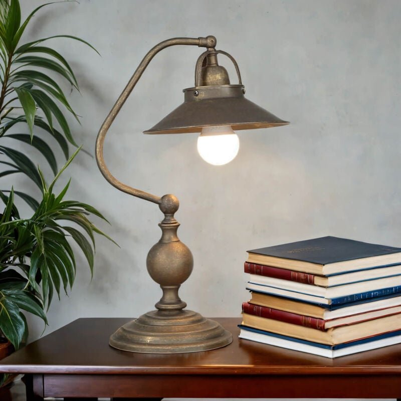 Schreibtischlampe Messing massiv Handarbeit E27 in Bronze