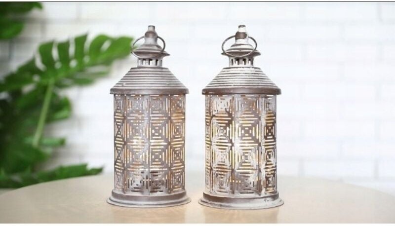 2er-Set Hängelampen aus Metall, 26,5 cm hoch, batteriebetrieben