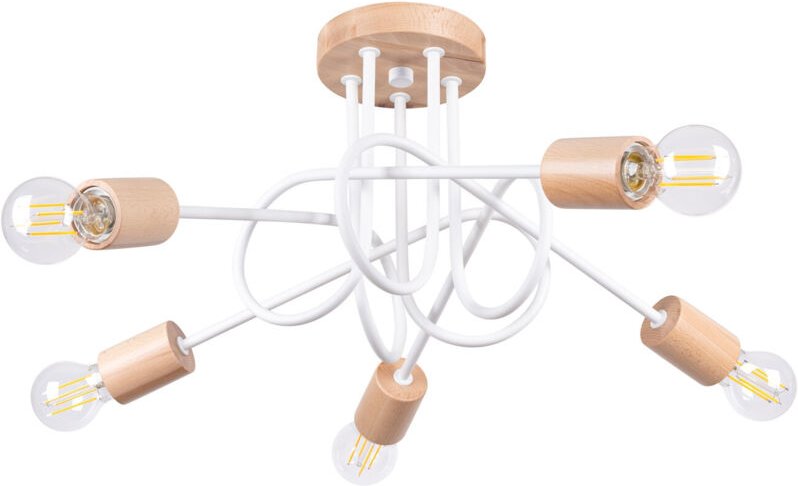 Sollux Ember Minimalistische halbbündige Decke 5 Lichter Weiß