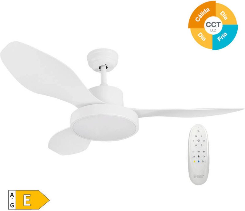 Deckenventilator 48' DC-Motor 3 Flügel Weiß