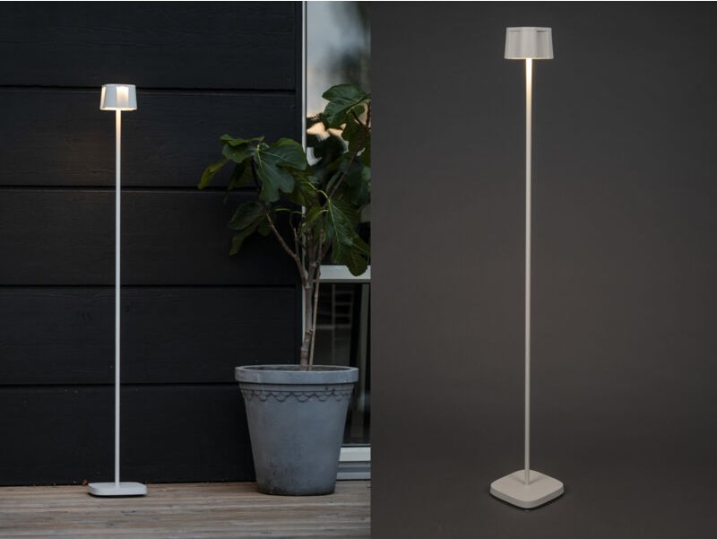 Akku Stehlampe nice für Outdoor dimmbar, kabellos in Weiß, klein 120cm