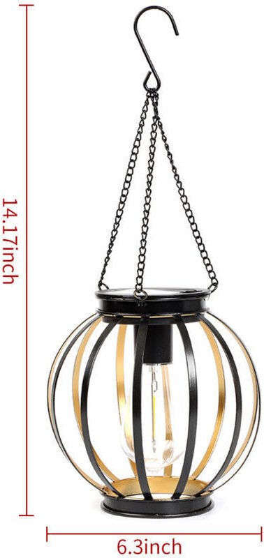 Solar-Hängelaterne für den Außenbereich – Warmes Licht, Metall-Kronleuchter für Garten, Balkon und Innenräume, einfache ...