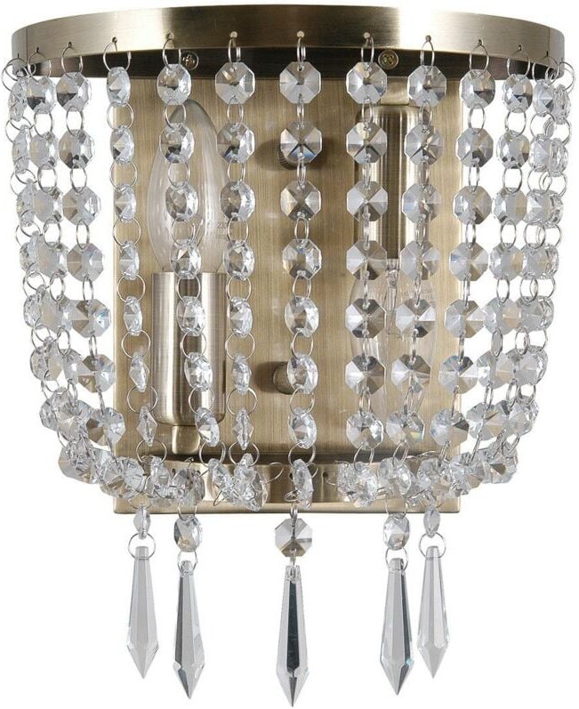 Cortina - Wandleuchte Antik Bronze 2 Licht mit Kristallglasschirm, E14 - Italux