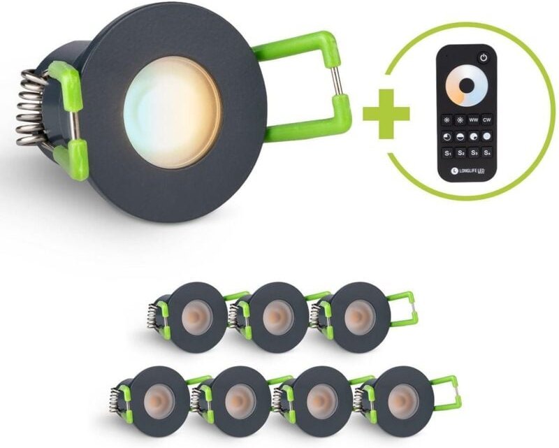 Einbaustrahler Mini Livorno 3W CCT 2700K-6500K IP65 - Farbe: anthrazit RAL 7016 - Anzahl: 8x