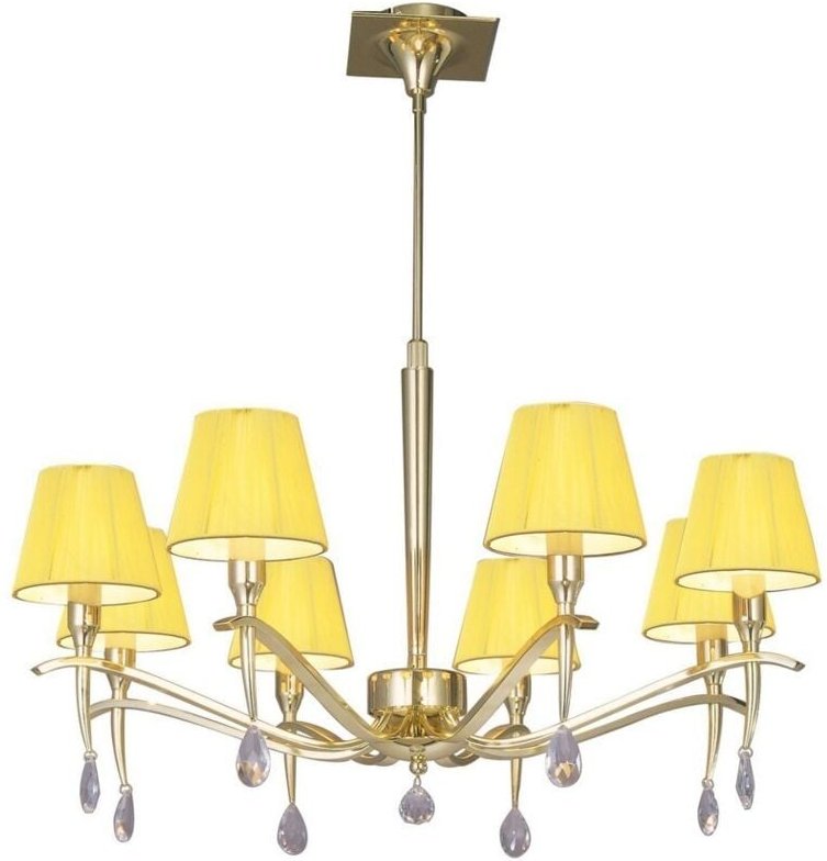 Inspired Mantra - Siena PB - Deckenanhänger Round 8 Light E14, Messing poliert mit Amber Cream Shades und klarem Kristal...