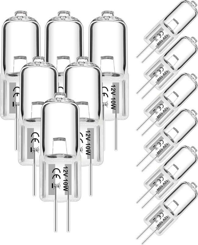 Aougo - 12er-Pack G4-Halogenlampen, 10 w, 12 v, 2800 k, 2 transparente Kapsellampen für Dunstabzugshauben, Küchen, Wohnz...