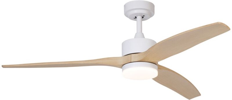 Deckenventilator Weiß mit Holzaufdruck 132cm inkl. led Dimmbar mit Fernbedienung - Joly