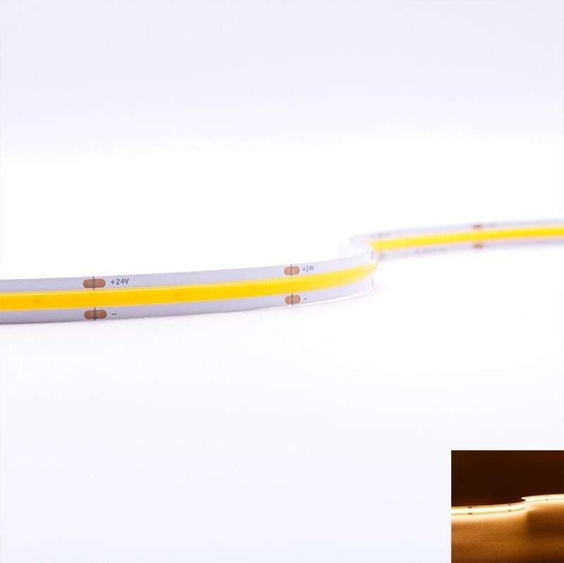 COB 24V CRI90 LED Streifen 5M 14W/m 480LED/m 10mm - Lichtfarbe: Warmweiß 2700K - Schutzart: IP20
