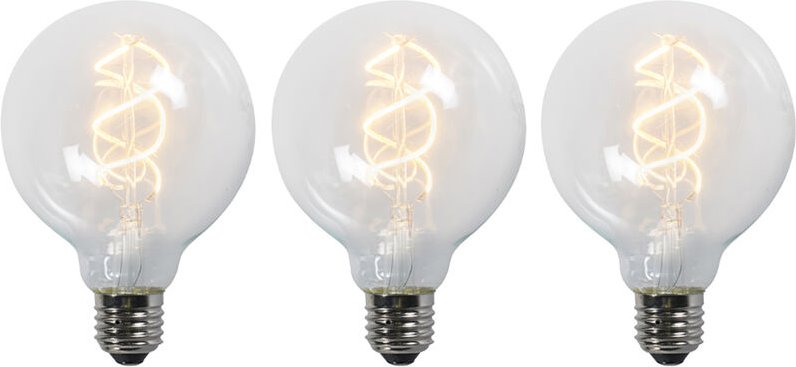 Set mit 3 E27-LED-Glühfadenlampen G95 klar 5W 400 lm 2200K