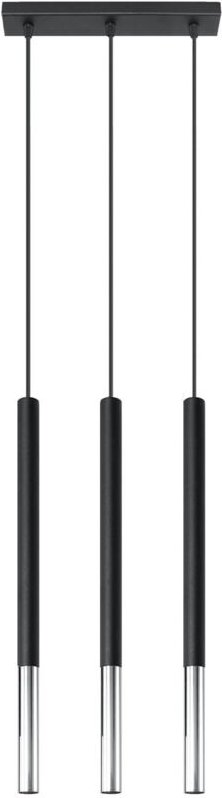 Pendelleuchte 3-flammig Metall Hängelampe Esszimmer Design Pendelleuchte 3 flammig schwarz, aus Stahl mit chrom Akzent, ...