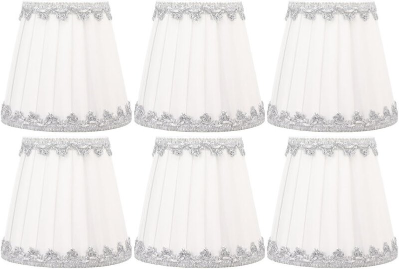 Eosnow 6 Stück Stoff-Lampenschirm, moderner einfacher Kerzen-Kronleuchter-Lichtschirm, Tisch-Lampenschirm für Wohnzimmer