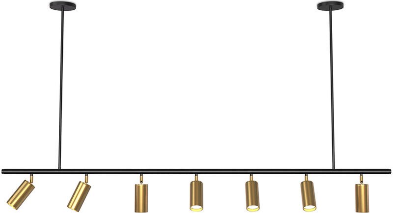 Hängelampe – Schiene mit 7 einstellbaren goldfarbenen Spots – 140 cm