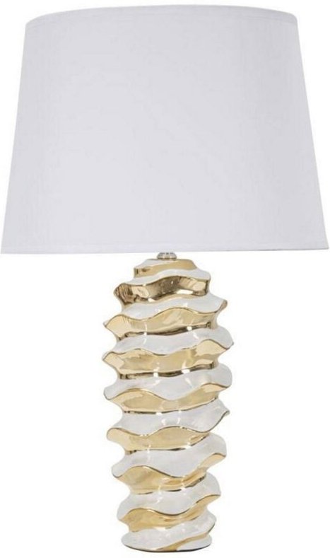 Tischlampe Ashcan, Schreibtischleuchte, Büroleuchte, Arbeitslampe, 33x33 h53 cm, Weiß und Gold - Dmora