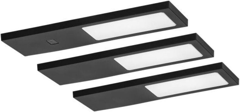 PLANA 3er Set LED Unterbauleuchten, 3x4W, 3x240lm, 4000K, mit Touchless-Schalter, schwarz