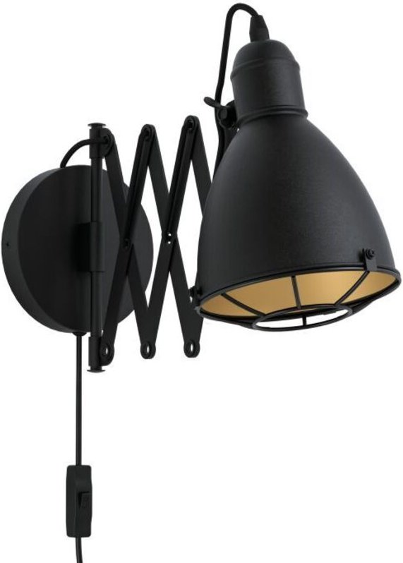Eglo Wandleuchte Treburley E27 schwarz-gold Stahl