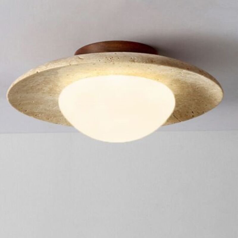 Retro E27 Deckenleuchte Design Kreative Deckenlampe Holz Acryl Travertin Wohnzimmerlampe für Küche Badezimmer - Neutrale...