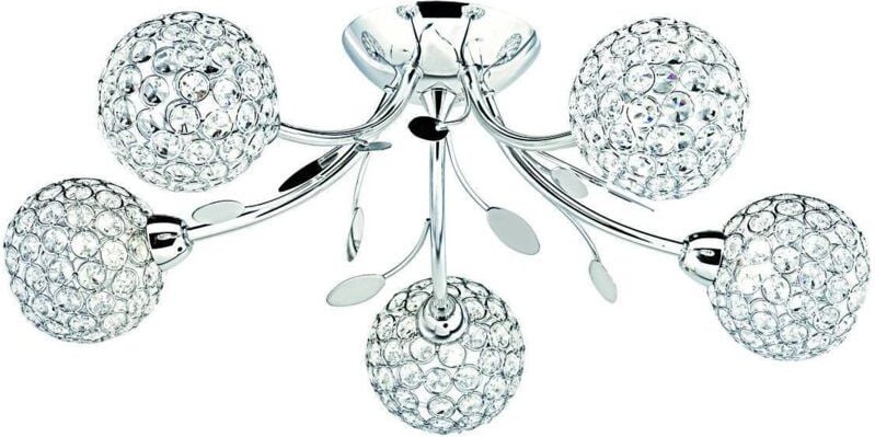 Searchlight - Bellis - 5 Light Semi Flush Multi Arm Deckenleuchte Chrom und Glas Blumenblätter Design, G9