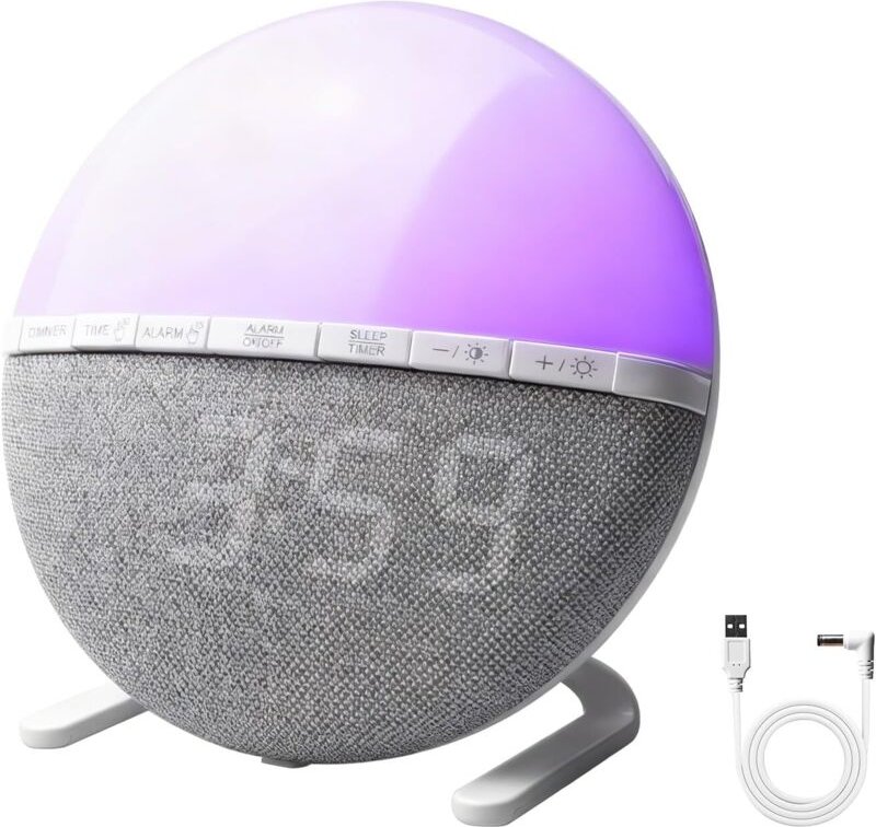 Tageslichtwecker für Tiefschläfer mit 7 Klingeltönen und 7 Farben, Sonnenaufgangswecker, digitaler Wecker für Schlafzimm...