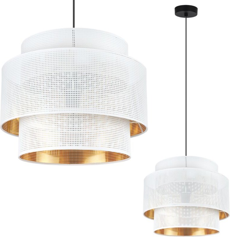 Asti Trio Hängelampe Weiss Gold 35cm Mesh