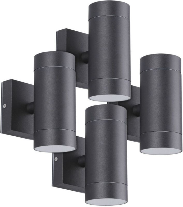 Arum Lighting - Set mit 4 schwarzen Wandleuchten venice Außen-Doppelstrahler GU10 IP54
