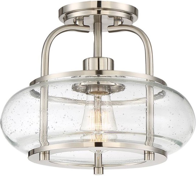 Elstead - Trilogy 1 Leichte Semi-Flush-Halterung, Nickel gebürstet, E27