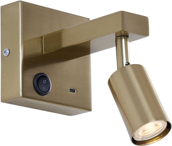 Moderne Wandleuchte Gold mit usb-c Neigbar - Rex