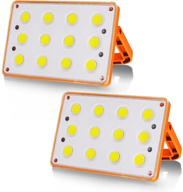 Memkey - 2 Packungen 60 w wiederaufladbares LED-Flutlicht, 120 cob, 4 Modi, Solar-wiederaufladbare Lampe, LED-Flutlicht,...