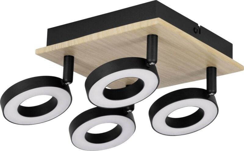 Eglo - 4er led Spot Rielves natur schwarz 17 x 17 cm Deckenlampen & Kronleuchter