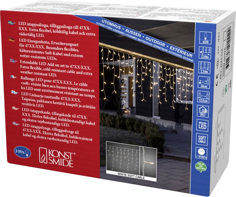 Konstsmide LED Lichtervorhang-System-Erweiterung Eisregen 24 V Lichtervorhang Warmweiß