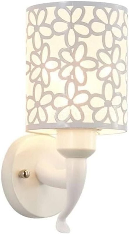 Moderne weiße LED-Wandleuchte im nordischen Stil mit floralem Lampenschirm für Flur, Treppenhaus oder Nachttisch.
