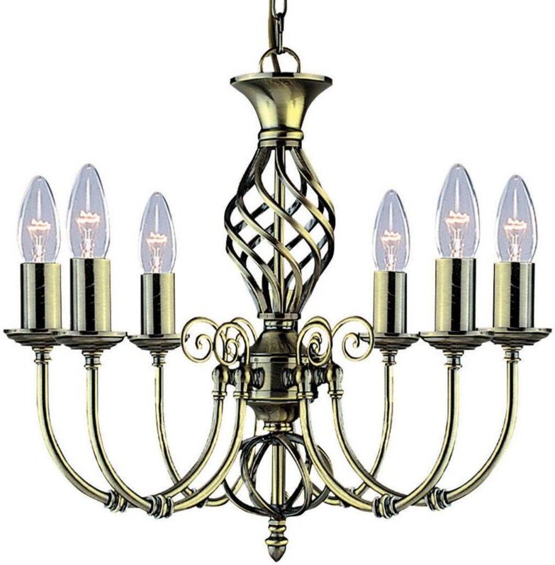 Searchlight Zanzibar - 6 Light Multi Arm Deckenanhänger Antik Messing, E14