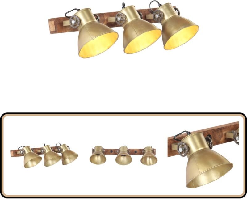 Wandlampe Industriestil Messing 65x25 cm E27 - Industrielampen - Wandleuchte - Vintage Beleuchtung - Messinglampe - Holz...
