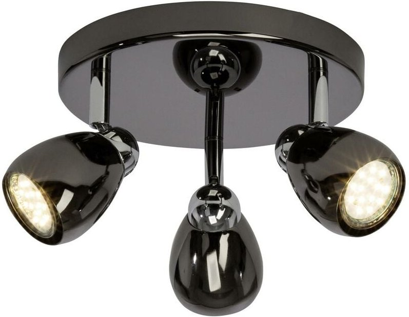 Lampe Milano led Spotrondell 3flg chrom/schwarz chrom 3x LED-PAR51, GU10, 3W LED-Reflektorlampen inklusive, (250lm, 3000...
