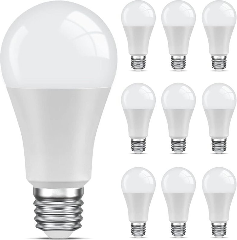 10 Stück E27 warmweiße LED-Glühbirne, 6500 K Standard-Glühbirne, 9 W entspricht 60 W, nicht dimmbar, 220 V–240 V für Zuh...