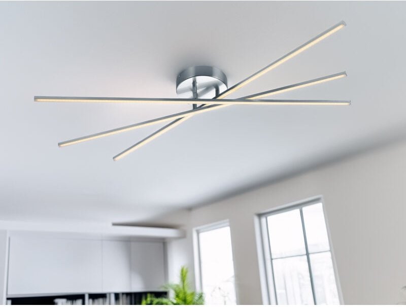 Defibrico - led Deckenleuchte tiriac 3 flammig Metall Silber, Stufen Dimmer - 100x12cm