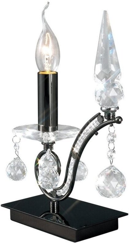 Inspired Diyas - Tara - Tischleuchte 1 Hellschwarz Chrom, Kristall