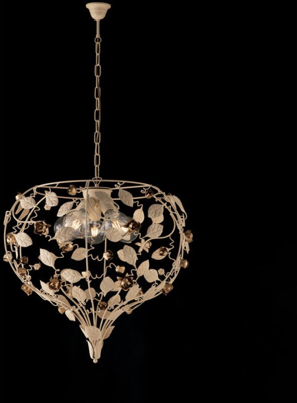 Bella - Kronleuchter aus elfenbeinfarben gebeiztem und lackiertem Eisen, 5 Lichter 125 - Ø68 - BL196-5-AV