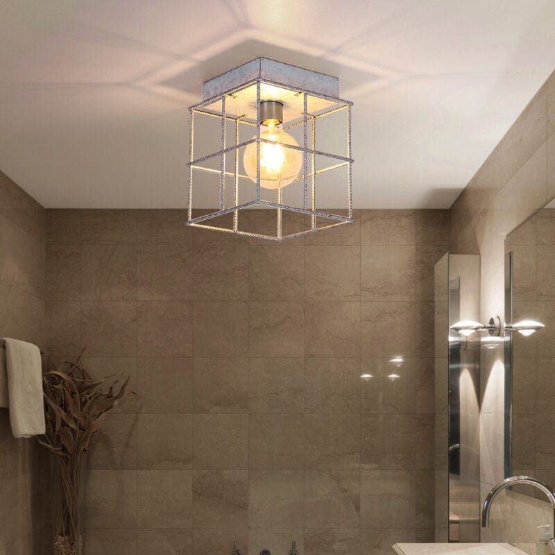 Globo Lighting - Deckenleuchte 1 flammig Deckenlampe Wohnzimmer Industriell Spotleuchte E27, Metallgitter zinkfarben, 1x...