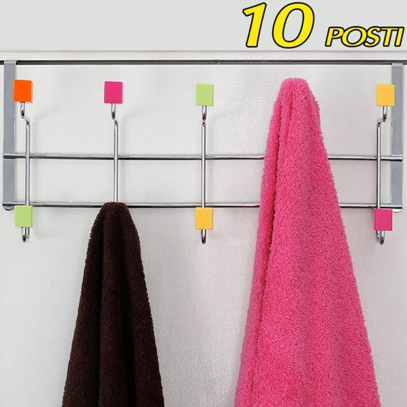 Trade Shop Traesio - Trade Shop - kleiderständer für metall-kleiderbügel 10 plätze farbige knöpfe 50X21CM -