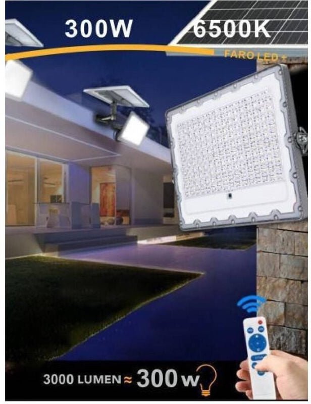 Trade Shop - LED-Licht 300 Watt Dämmerung Solarenergie Panel Fernbedienung IP65 SL-300W -