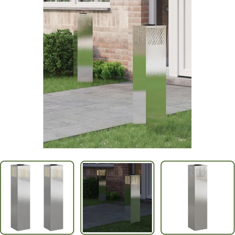 Außenbeleuchtung - Solar LED Weg Licht 2 pcs Silber Edelstahl