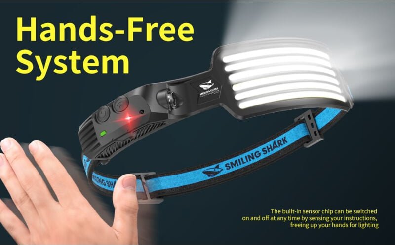 Lampe Frontale led, Angle Large 6LED Bandes Lumineuses Blanche Headlamps Rechargeable Capteur de Motion Étanche pour Cam...