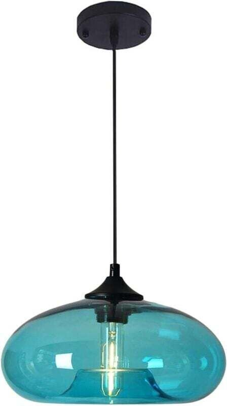 Geometrische Pendelleuchte, Glasdeckenleuchte mit schwarzer Metalloberfläche, schlichte Pendelleuchte für Schlafzimmer, ...