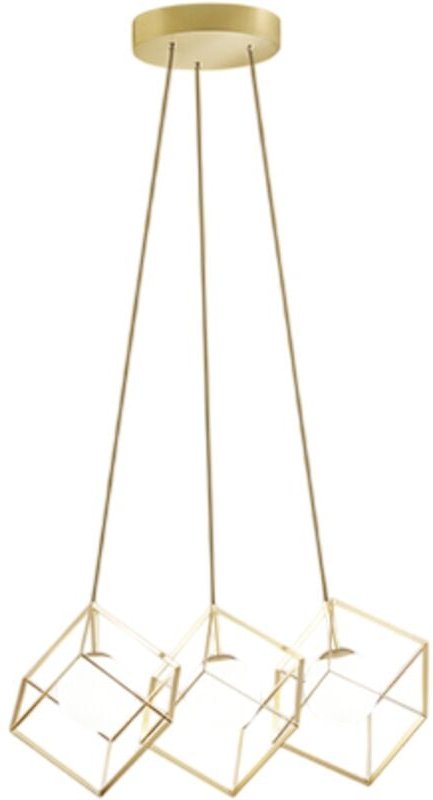 CUBE-Hängelampe aus Metall in mattgoldener Farbe Perenz 3 G9-Lampen