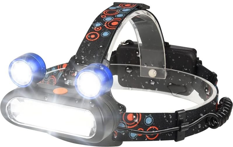 Wiederaufladbare LED-Stirnlampe über USB, 4 Leuchtmodi, 500 lm, wasserdicht nach IPX5, ideal zum Campen, Wandern, Laufen...