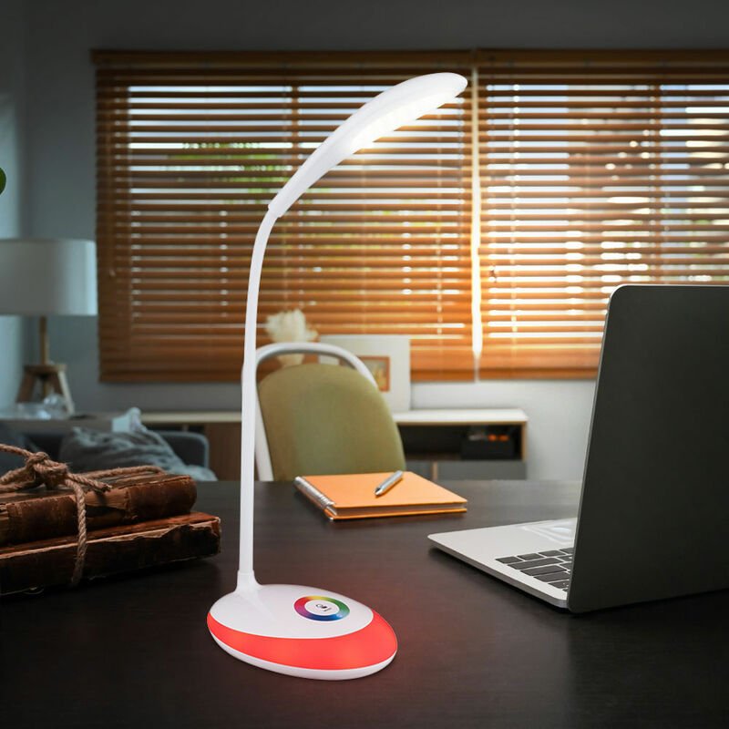 Schreibtischleuchte Touch Farbwechsel Tischlampe Touch dimmbar Tischlampe Schwanenhals, Akku weiß, 1x led 3W neutralweiß...