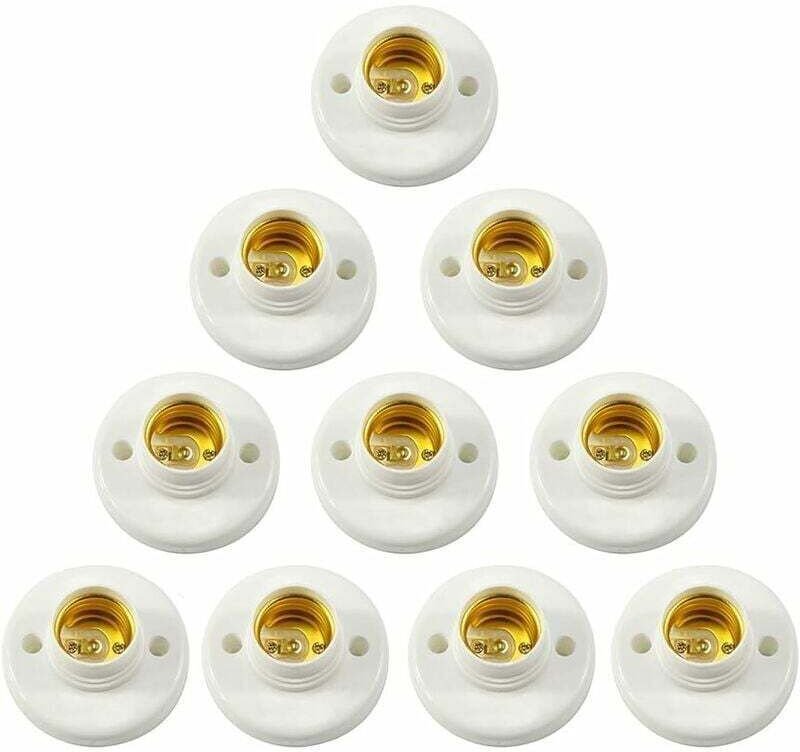 E27 Lampenfassung, Wandschraubfassung, LED-Lampensockel-Adapter, für E27-Lampen, runde Kunststoff-Schraubfassung, 10 Stü...